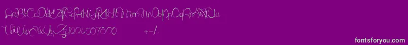 フォントLantreDuCaniche – 紫の背景に緑のフォント