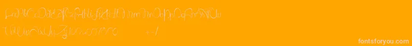 LantreDuCaniche-Schriftart – Rosa Schriften auf orangefarbenem Hintergrund