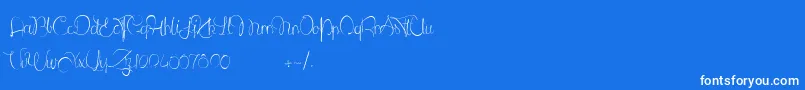 Czcionka LantreDuCaniche – białe czcionki na niebieskim tle