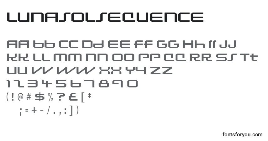 A fonte Lunasolsequence – alfabeto, números, caracteres especiais