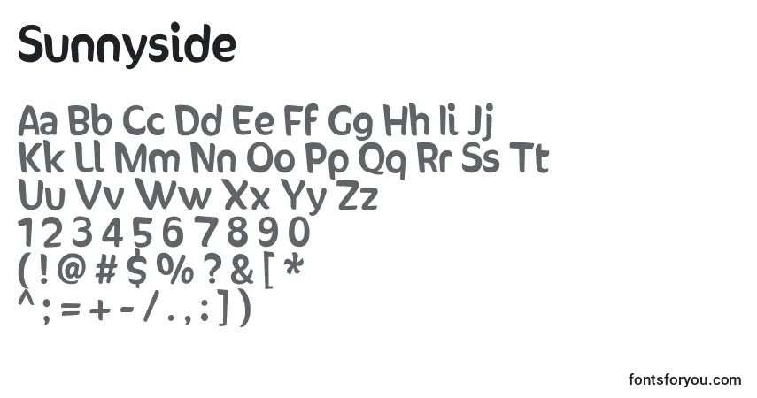 Fuente Sunnyside - alfabeto, números, caracteres especiales