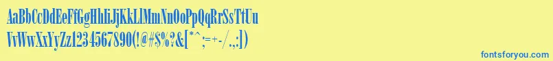 フォントArsisdeereg – 青い文字が黄色の背景にあります。