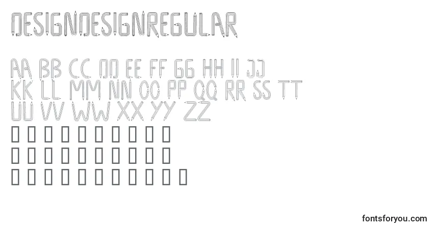 A fonte DesigndesignRegular – alfabeto, números, caracteres especiais