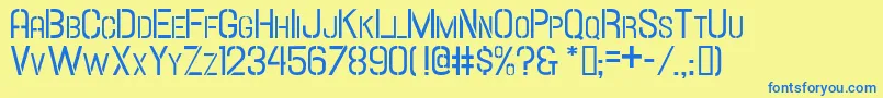 HallandaleStencilScJl Font – Blue Fonts on Yellow Background