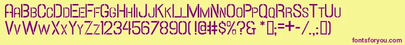 HallandaleStencilScJl Font – Purple Fonts on Yellow Background