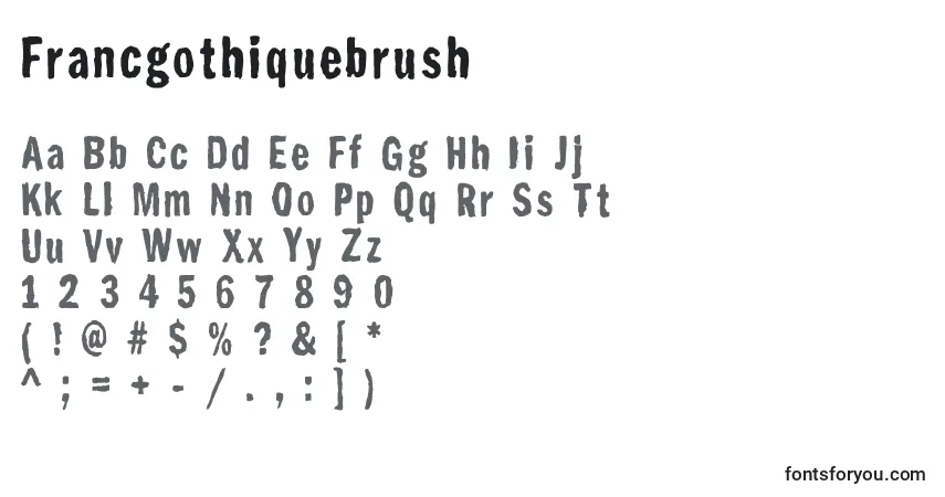 A fonte Francgothiquebrush – alfabeto, números, caracteres especiais