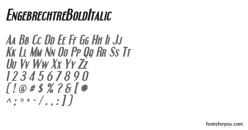 Czcionka EngebrechtreBoldItalic – alfabet, cyfry, specjalne znaki