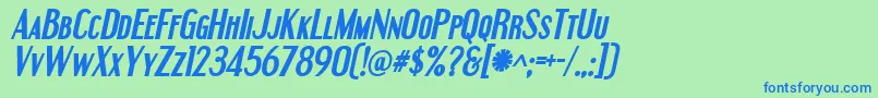 EngebrechtreBoldItalic Font – Blue Fonts on Green Background