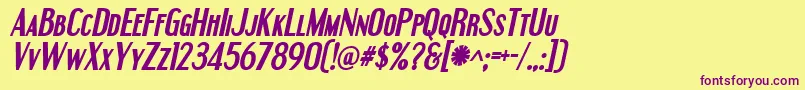 EngebrechtreBoldItalic Font – Purple Fonts on Yellow Background