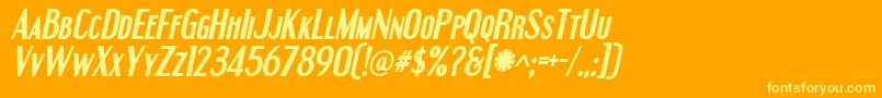 EngebrechtreBoldItalic Font – Yellow Fonts on Orange Background