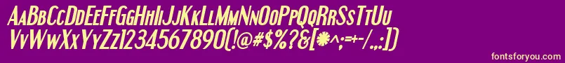 EngebrechtreBoldItalic Font – Yellow Fonts on Purple Background