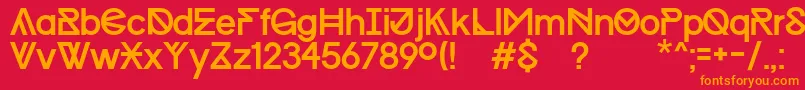 ProgressRegularWinKopie-Schriftart – Orangefarbene Schriften auf rotem Hintergrund