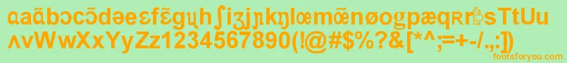 フォントApicarStylrArialGras – オレンジの文字が緑の背景にあります。