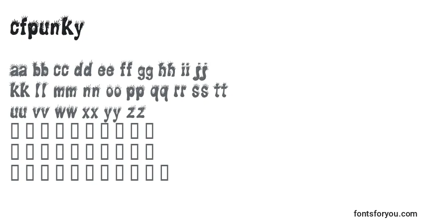 Schriftart Cfpunky – Alphabet, Zahlen, spezielle Symbole