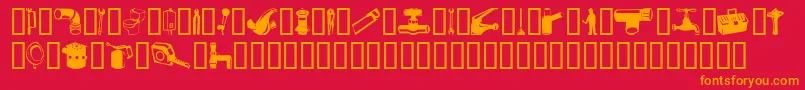 フォントGasfn – 赤い背景にオレンジの文字