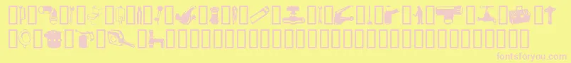 Gasfn-Schriftart – Rosa Schriften auf gelbem Hintergrund