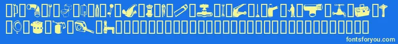 フォントGasfn – 黄色の文字、青い背景