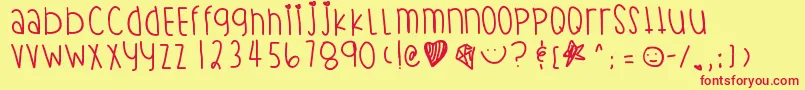 Starbrite-Schriftart – Rote Schriften auf gelbem Hintergrund