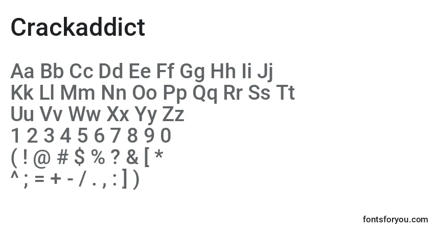 Fuente Crackaddict - alfabeto, números, caracteres especiales