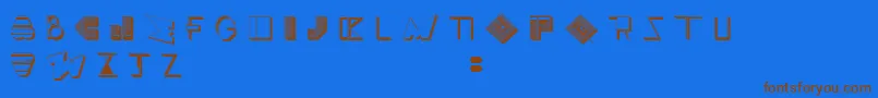 フォントBossMTwo – 茶色の文字が青い背景にあります。