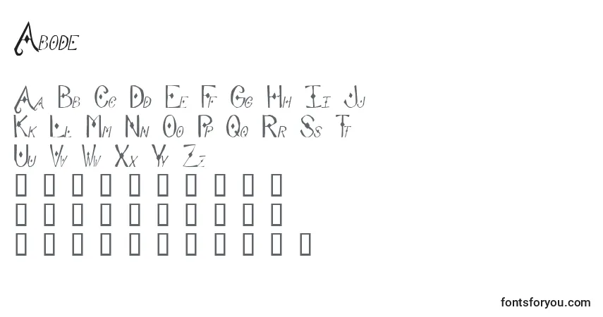 Шрифт Abode – алфавит, цифры, специальные символы
