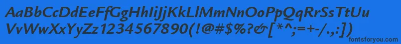 Шрифт LegacySansItcTtBolditalic – чёрные шрифты на синем фоне