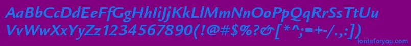 フォントLegacySansItcTtBolditalic – 紫色の背景に青い文字