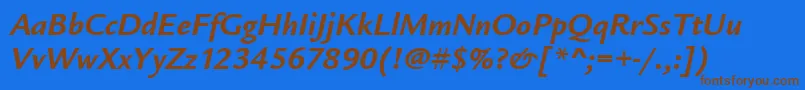 LegacySansItcTtBolditalic Font – Brown Fonts on Blue Background