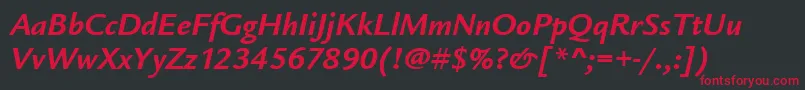 フォントLegacySansItcTtBolditalic – 黒い背景に赤い文字