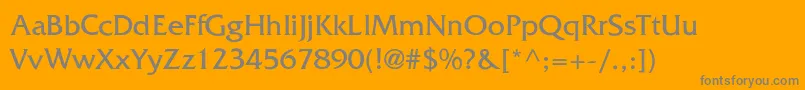 Czcionka FrizquadrataThin – szare czcionki na pomarańczowym tle