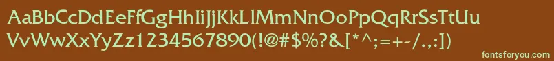 FrizquadrataThin-fontti – vihreät fontit ruskealla taustalla