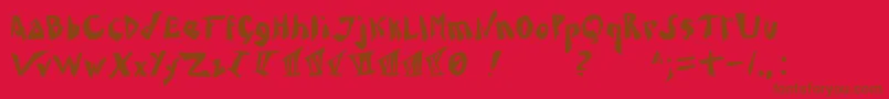 Caligari-Schriftart – Braune Schriften auf rotem Hintergrund
