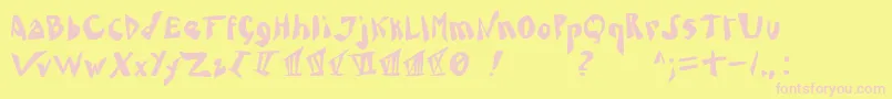 Caligari Font – Pink Fonts on Yellow Background