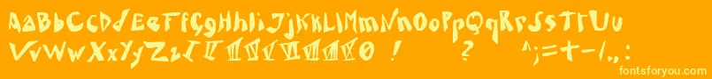 Caligari Font – Yellow Fonts on Orange Background