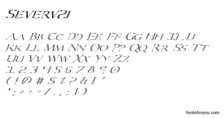 A fonte Severv2i – alfabeto, números, caracteres especiais