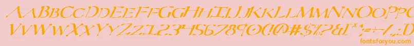 Severv2i-Schriftart – Orangefarbene Schriften auf rosa Hintergrund