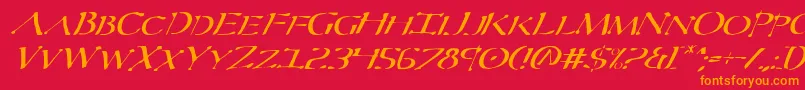 フォントSeverv2i – 赤い背景にオレンジの文字