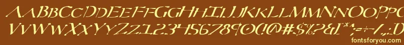 Severv2i-fontti – keltaiset fontit ruskealla taustalla