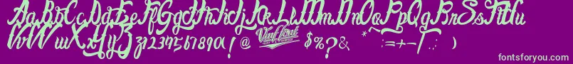 FayetScripts-fontti – vihreät fontit violetilla taustalla