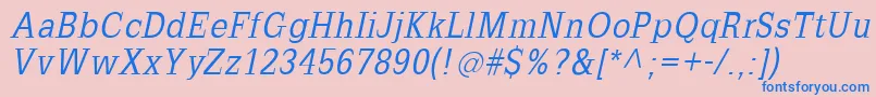 フォントSlabromanaOblique – ピンクの背景に青い文字