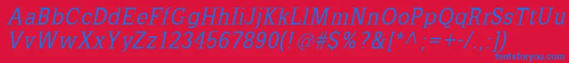 SlabromanaOblique Font – Blue Fonts on Red Background