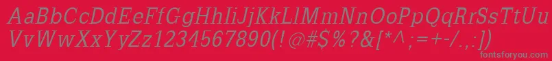 SlabromanaOblique-Schriftart – Graue Schriften auf rotem Hintergrund