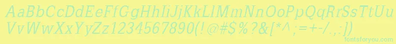 SlabromanaOblique-Schriftart – Grüne Schriften auf gelbem Hintergrund