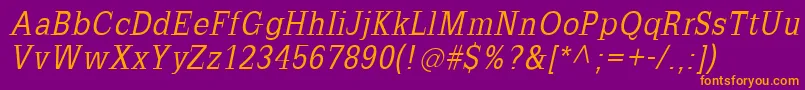 SlabromanaOblique-Schriftart – Orangefarbene Schriften auf violettem Hintergrund