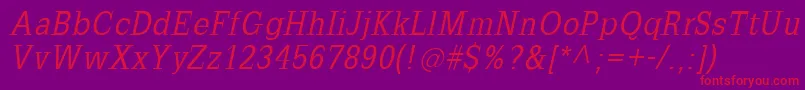 SlabromanaOblique Font – Red Fonts on Purple Background