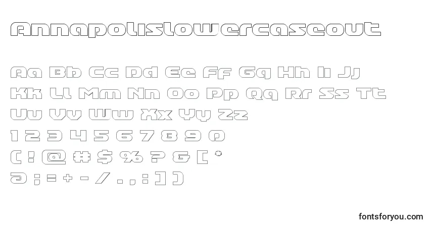 Шрифт Annapolislowercaseout – алфавит, цифры, специальные символы