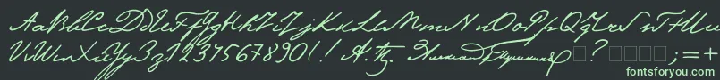 Pushkin Font – Green Fonts on Black Background