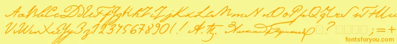 Pushkin Font – Orange Fonts on Yellow Background