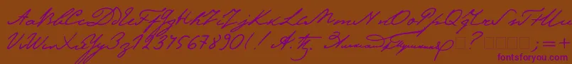 Pushkin-Schriftart – Violette Schriften auf braunem Hintergrund