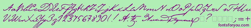 Pushkin Font – Purple Fonts on Green Background